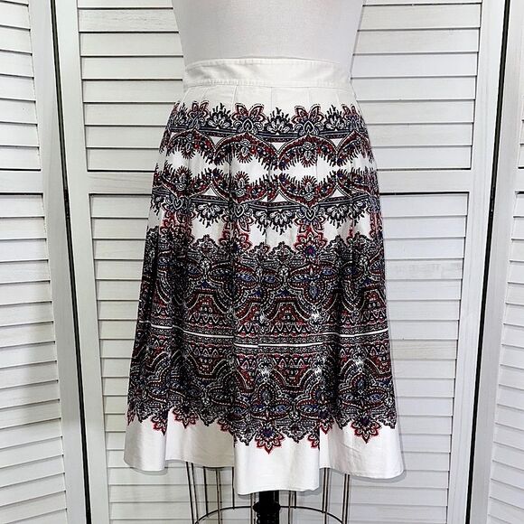 Talbots Skirt Size 14 Pleated A-Line Paisley NWOT - Picture 3 of 8